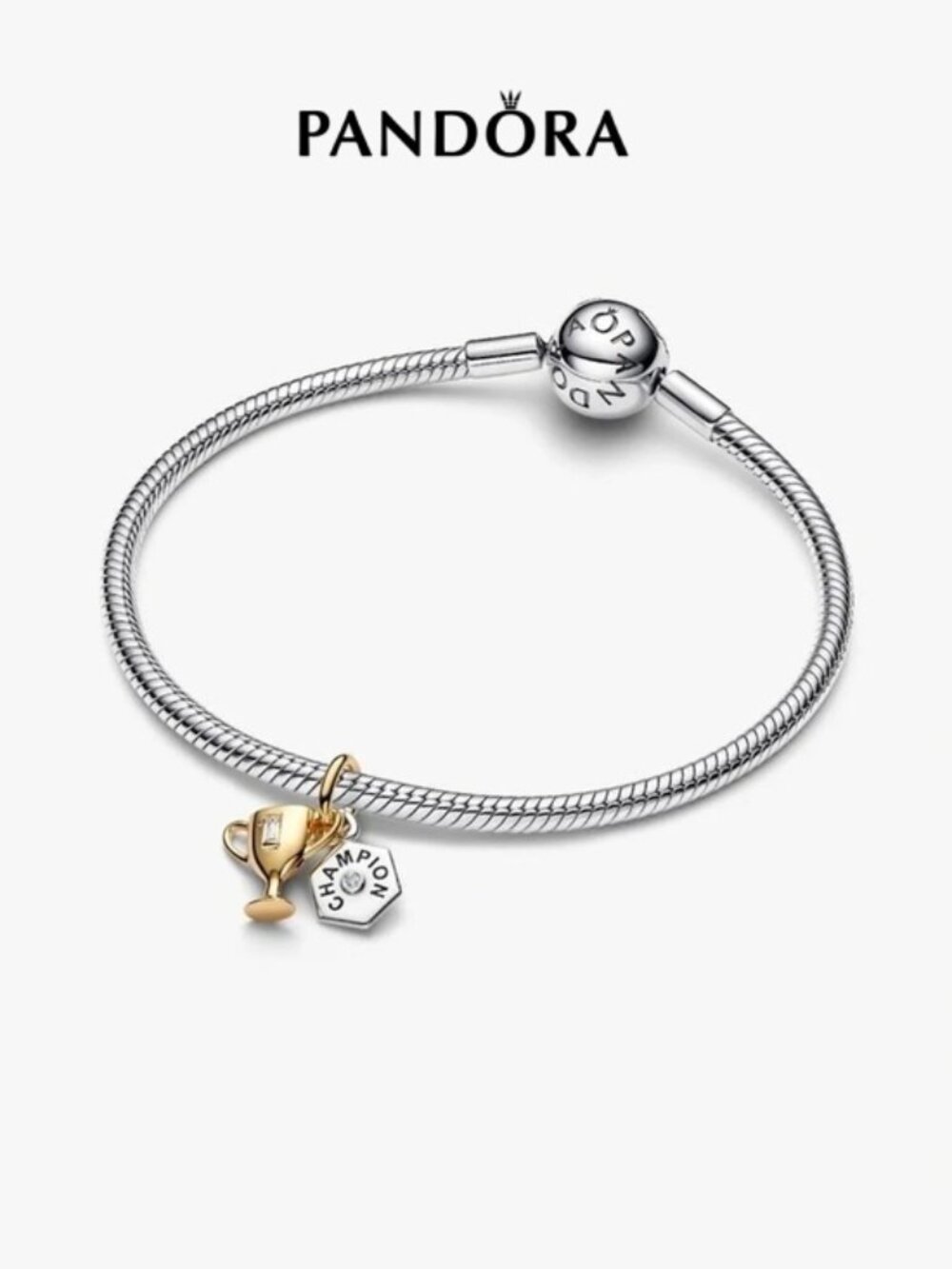 Pandora Silver Bracelet with Gold Trophy Charm